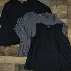 Eileen Fisher Women's Black and Gray Tops Set Of 3 Bundle Size XL